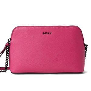DKNY Bryant Dome Crossbody Bag Lipstick Pink Faux Leather